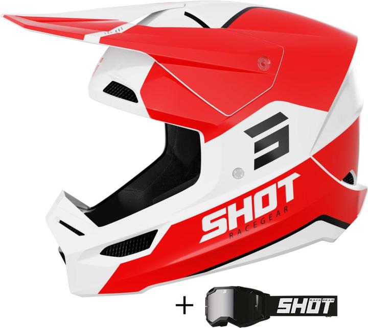 Actual product image Shot FURIOUS BOLT Helm inkl. Mirror Brille glanz rot XL (XL)