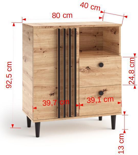 Productafbeelding ADRK Furniture Ladekast LIVIA 01 (80 x 40 x 92,5 cm)