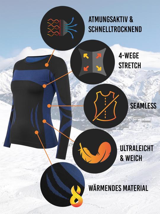 Produktbild Normani 2 x Thermooberteil Langarm Shirt Skiunterwäsche für Damen - 9851 (S, M)