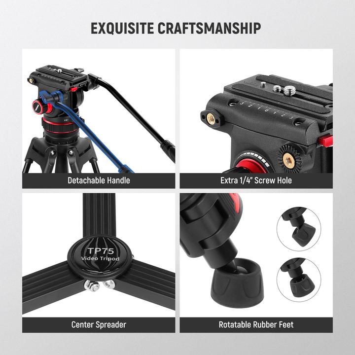 Actual product image Neewer Professional Video Tripod With Adjustable Fluid Head