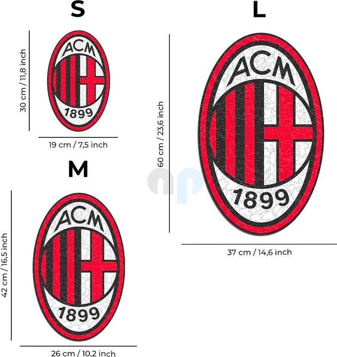 Immagine prodotto Iconic AC Milan - Logo - Puzzle in Legno Taglia L (500 Pezzi) (500 pezzi)