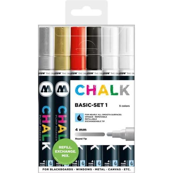 Molotow, Marker, Windowmarker Chalk 4mm Basic-Set 1 nachfüllbar VE=6 Stück (sortiert) (Sortiert, 4 mm, 6 x)