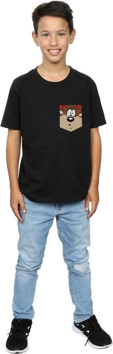 Produktbild Looney Tunes Tasmanian Devil Face Faux Pocket TShirt Jungen (140, 146)