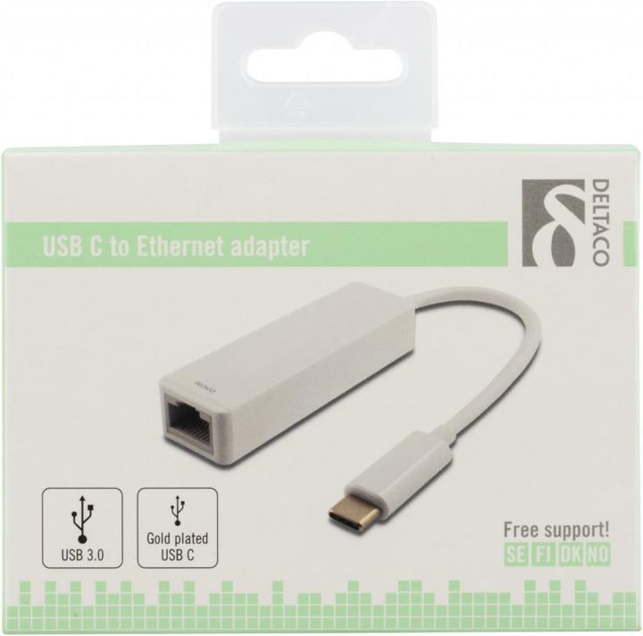 Produktbild Deltaco USBC-GIGA1 Netzwerkkarte Ethernet (USB-C, RJ45 (1x))