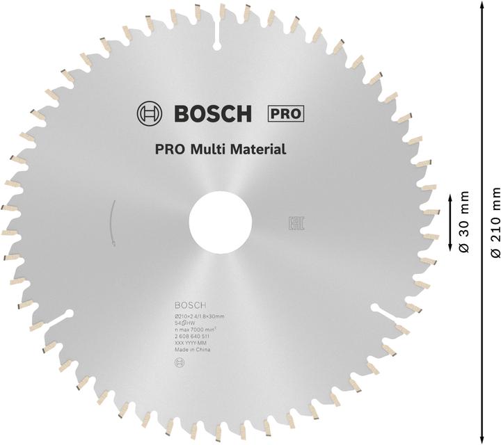 Immagine prodotto Bosch Professional Zubehör Lama per sega circolare PRO Multi Material, 210 x 2,4 x 30 mm