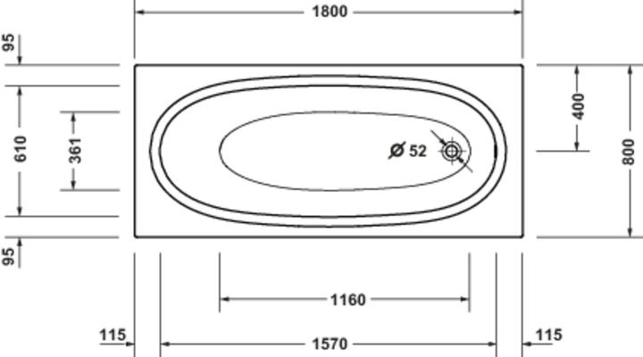 Actual product image Duravit Baignoires Balcoon 1800x800mm, rectangulaire, à encastrer, 700678030000000, 700678030000000 (137 l, 180 cm, 80 cm)
