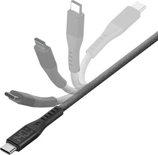Actual product image Energea cable Flow USB-C - USB-C Digital Display 1.5m czarny/black 240W 5A PD Fast Charge (1.50 m, USB 2.0, 240 W)