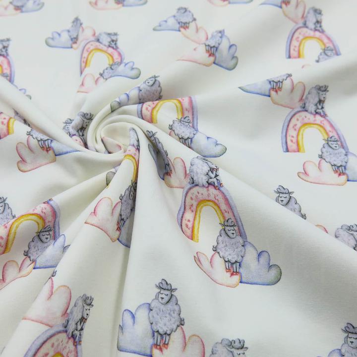 Actual product image Stoffrestposten Baumwolljersey Stoff - Wolkenschäfchen - Mindestverkaufsmenge: 1 Meter