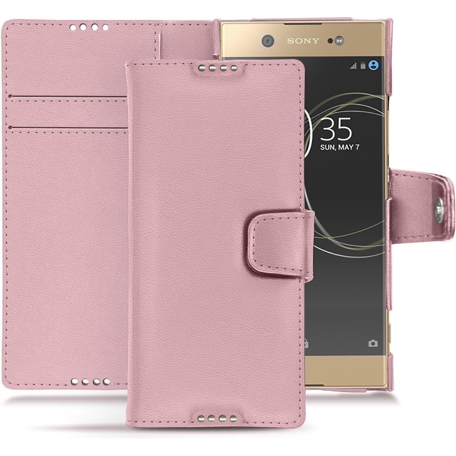 Noreve Lederschutzhülle Wallet (Sony Xperia XA1 Ultra), Smartphone Hülle, Rosa