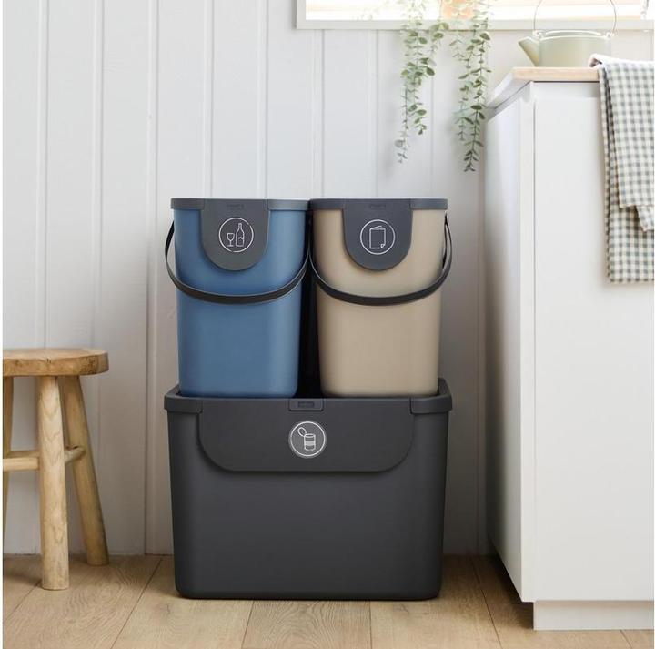 Image du produit Rotho Recyclingbehälter ALBULA 3 tlg. 100 l, Blau/Anthrazit (100 l)