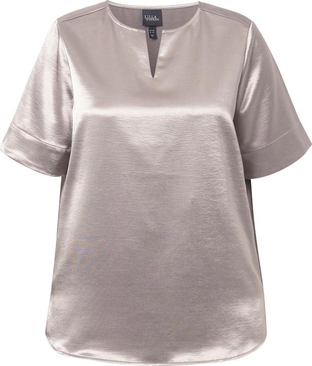 Produktbild Ulla Popken Satinbluse, Metallic-Effekt, Rundhals, Halbarm (54)