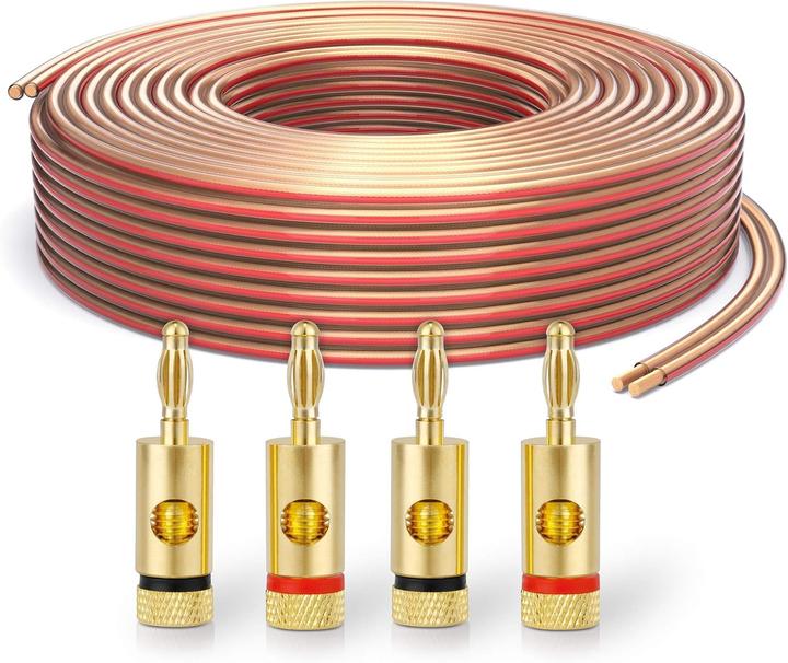 Image du produit Purelink Speaker cable OFC 2 x 2.50mmÂ², (0.2 mm), 50 m, transparent, set of 8 banana plugs (50 m, 2.50 mm²² mm)