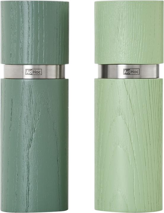 AdHoc Textura pepper and salt mill set, dark green&light green, CeraCut® Ceramic grinder, ash wood la (Pepper, Salt)