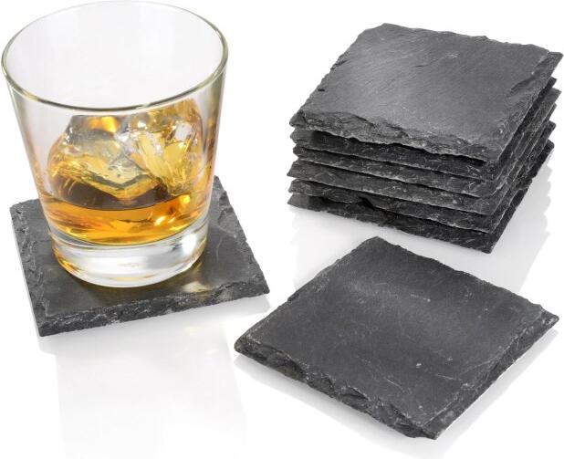 Actual product image Sänger Geschirr Slate coaster set, 8 modern slate glass coasters, 10x10 cm (8 x)