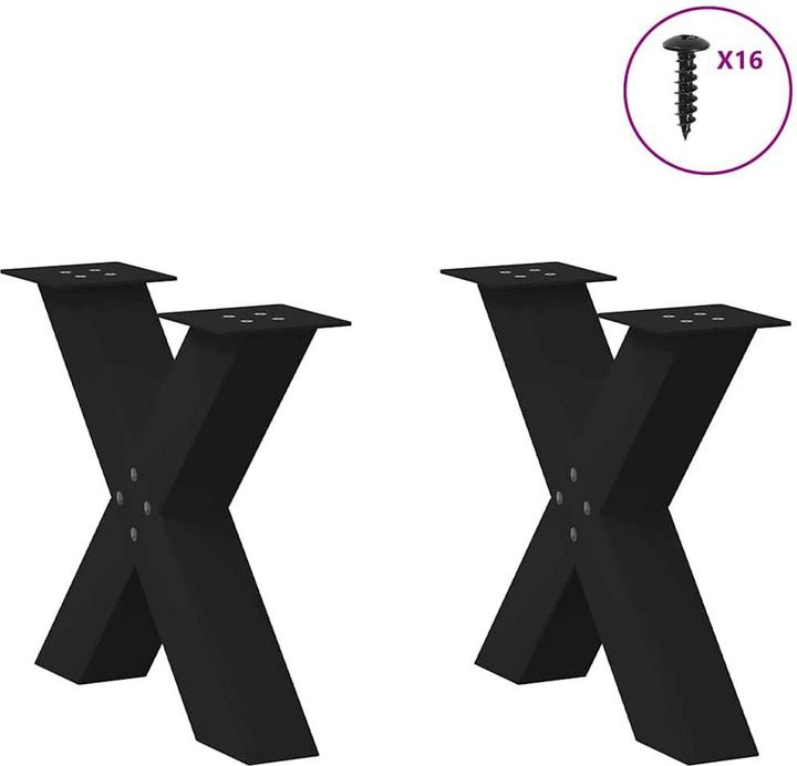 Image du produit vidaXL Pieds de table basse en X 2 pcs Noir 50x(42-43) cm Pied de table en acier
