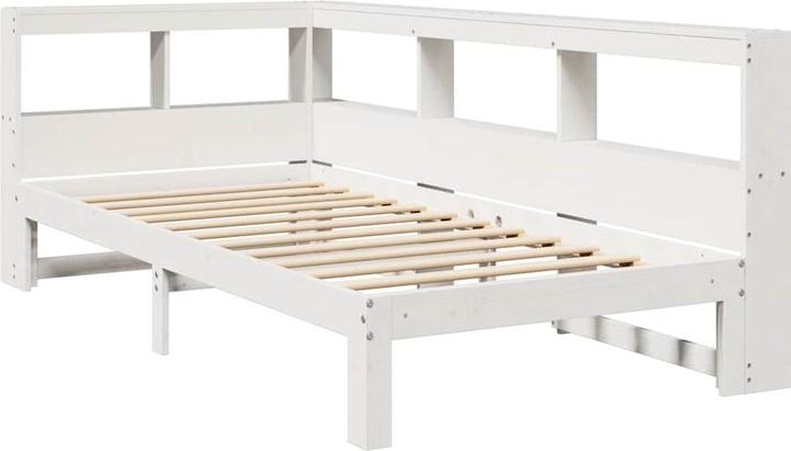 Produktbild vidaXL Massivholzbett mit Regal ohne Matratze Weiss 150x200 cm Kiefer (150 x 200 cm)