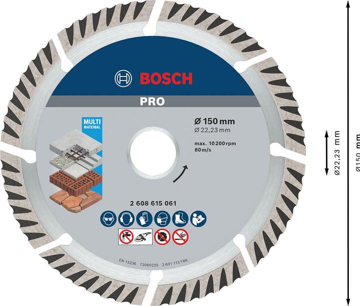 Image du produit Bosch Professional Zubehör Disque diamant PRO Multi Material, 150 x 22,23 mm