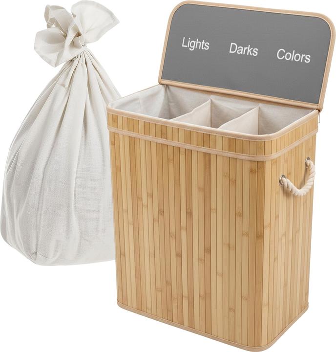 Actual product image Relaxdays Bamboo laundry bin (105 l)