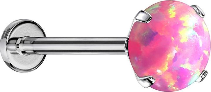 Actual product image Star Piercing Micro Threadless Labret silver Opal pink set (Titanium, without brass)