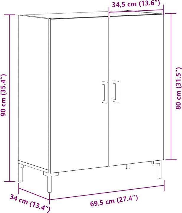 Image du produit vidaXL Sideboard-Aufbewahrung (34 x 34 x 90 cm)