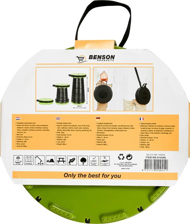 Actual product image Benson Folding stool portable ABS green