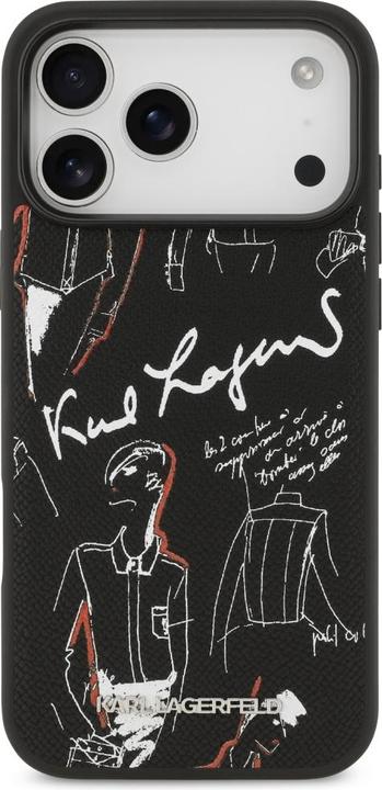 Produktbild Karl Lagerfeld - Hardcase Grained Pattern Logo (KLHMP17XPGGRMPK) - iPhone 17 Pro Max - Black (Apple iPhone 17 Pro Max)