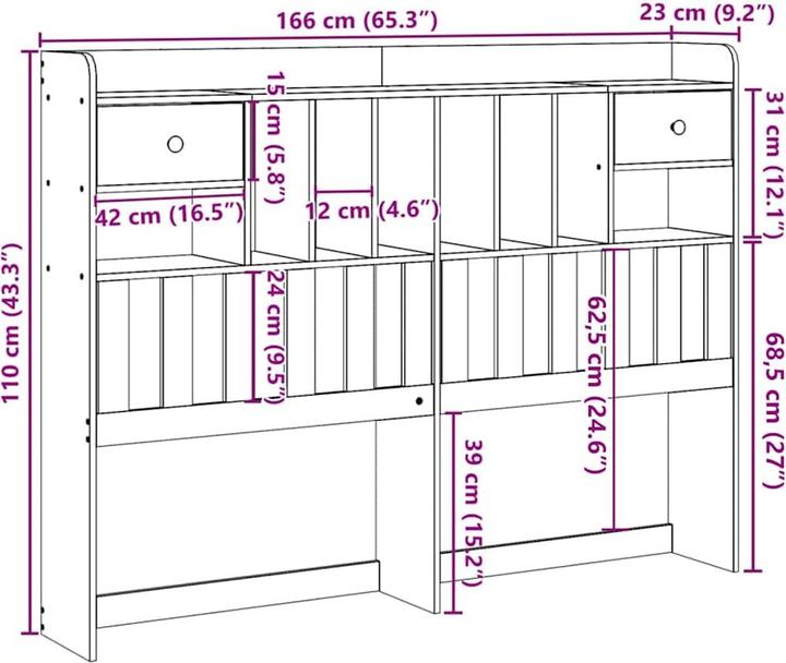 Actual product image vidaXL Kopfteil (186 x 23 x 110 cm)