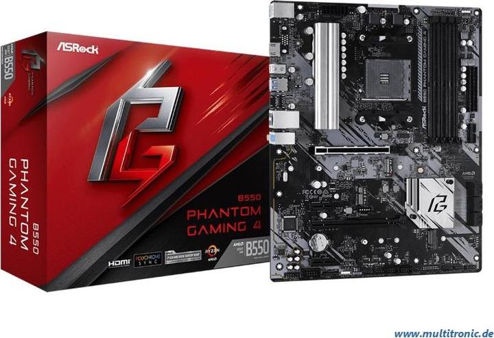 Productafbeelding AsRock B550 Phantom Gaming 4 (AM4, AMD B550, ATX)