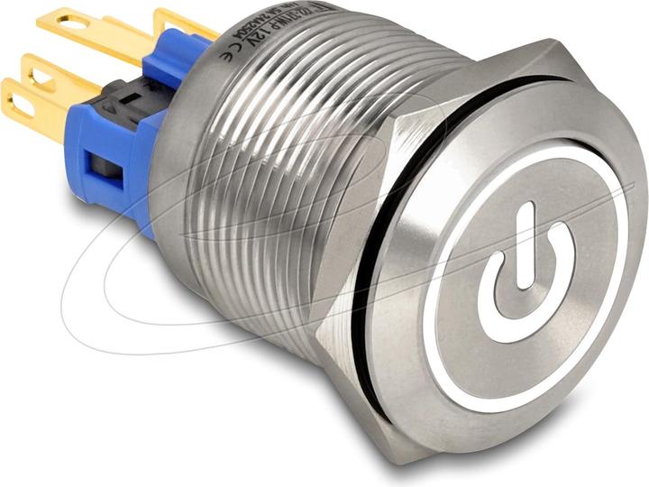 Produktbild Delock Drucktaster zum Einbau 22 mm 6 x Lötanschluss LED wei