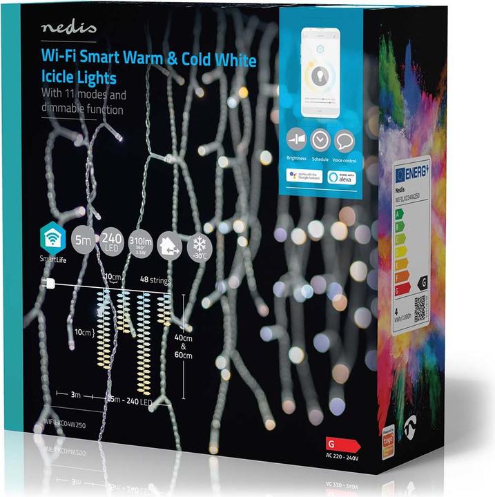 Actual product image Nedis SmartLife Decorative LED | Wi-Fi | Warm to Cool White | 240 LED's | 5.00 m | Android™ / IOS (0.21 m)