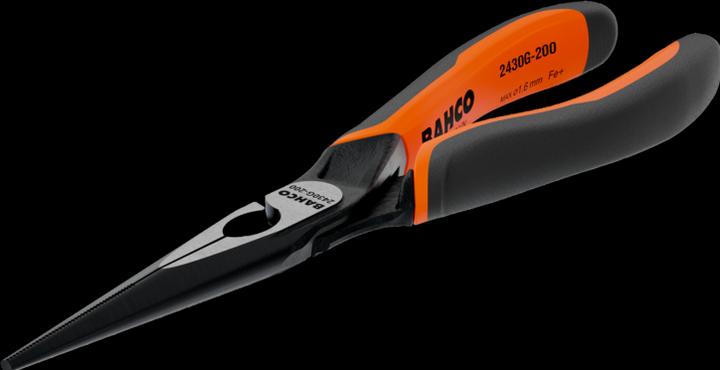 Actual product image Bahco ERGO needle nose pliers with opening spring, two-component handles, long jaws, phosphatised(200 mm (200 mm)