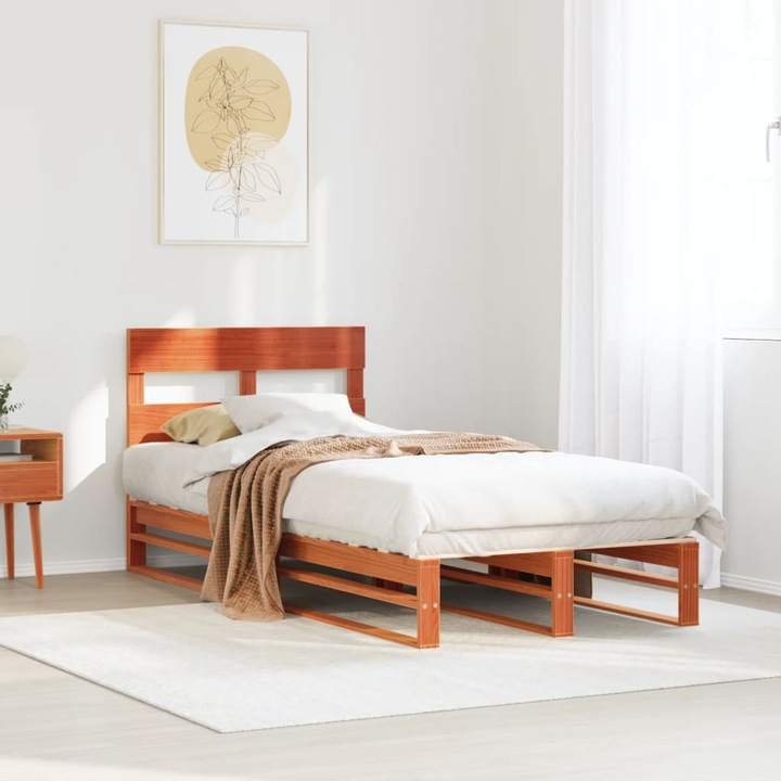 Immagine prodotto VidaXL Letto in legno massiccio Letto in legno Letto pallet con testiera 140x190cm pino (140 x 190 cm)