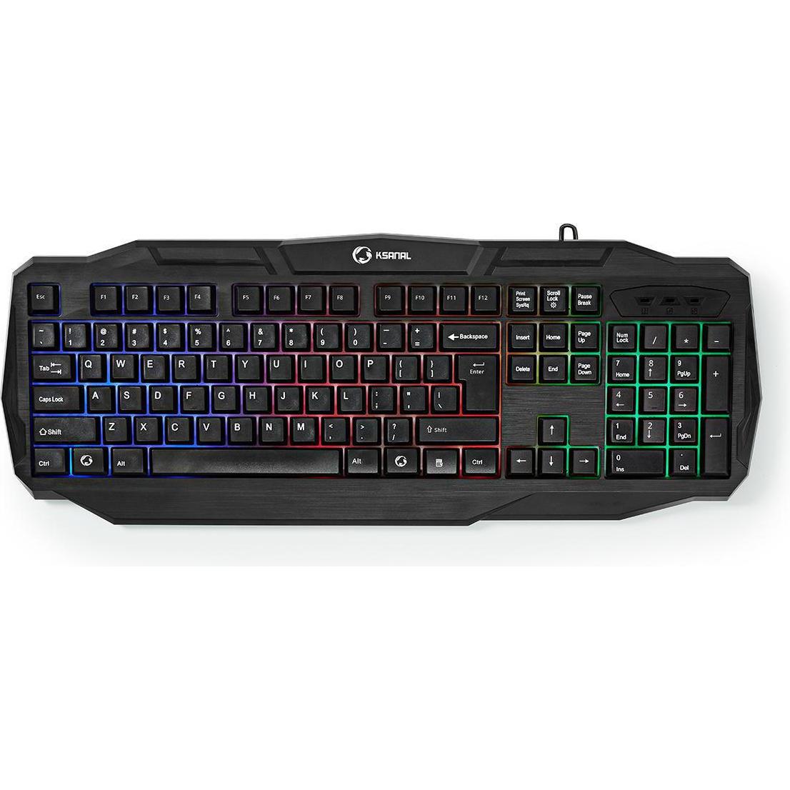 Nedis Wired Gaming Keyboard Gaming-Tastatur mit Kabel USB 2.0 US-amerikanisches Tastaturlayout Schwa (Eng. Int., Kabelge...