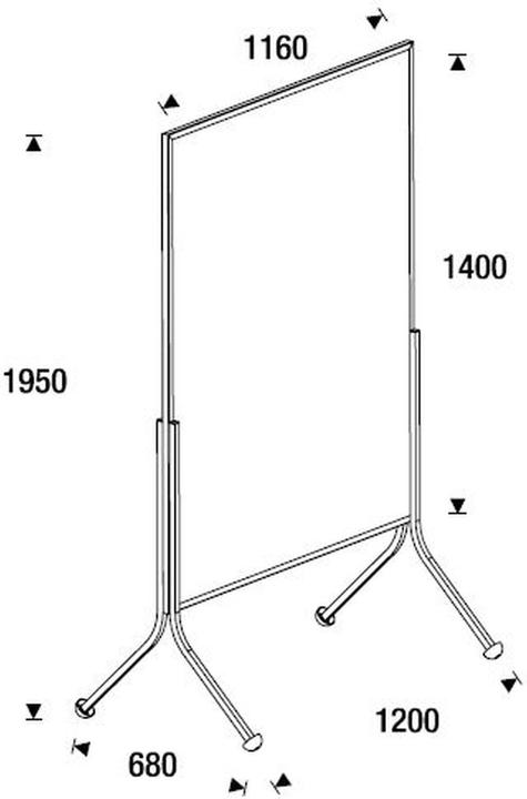 Produktbild Rocada Moderationswand, mobil, HxBxT 1950x1200x680 mm, Textilbezug grau