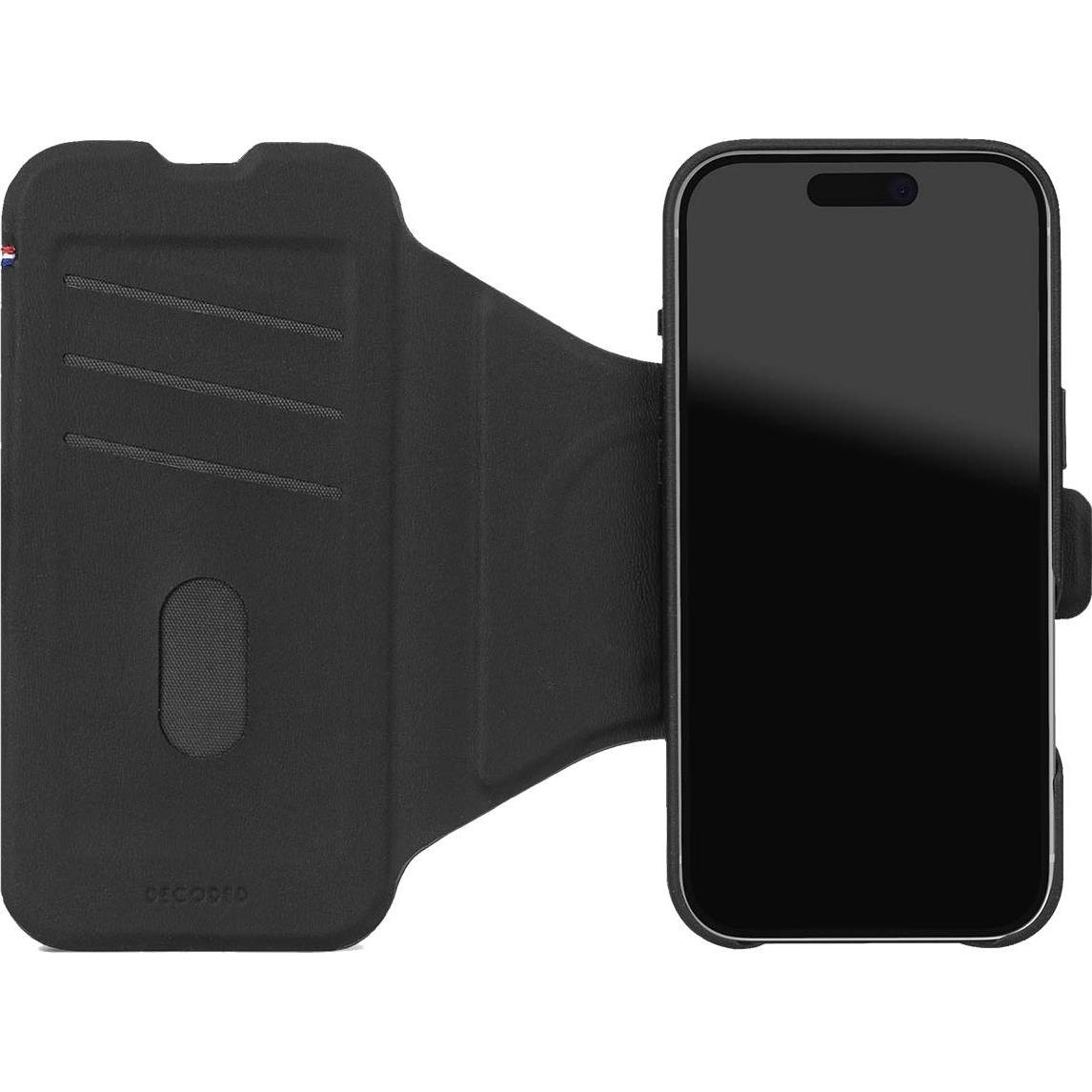 Decoded Strukturiertes Silikon Abnehmbare Wallet MagSafe Hülle für iPhone Air - Schwarz (Apple iPhone Air), Cover smartphone, Nero