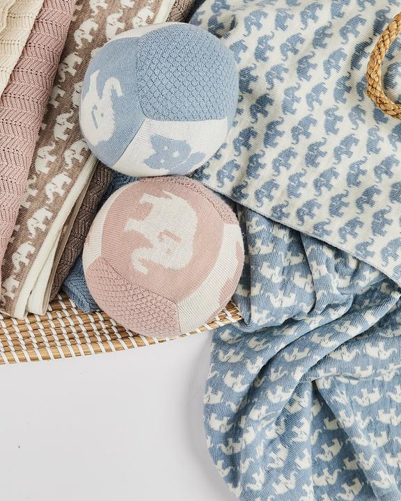 Image du produit Smallstuff - Baby blanket AO elephants - Merino Wool Blue - 80x100 cm (70007-91) (80 x 100 cm)