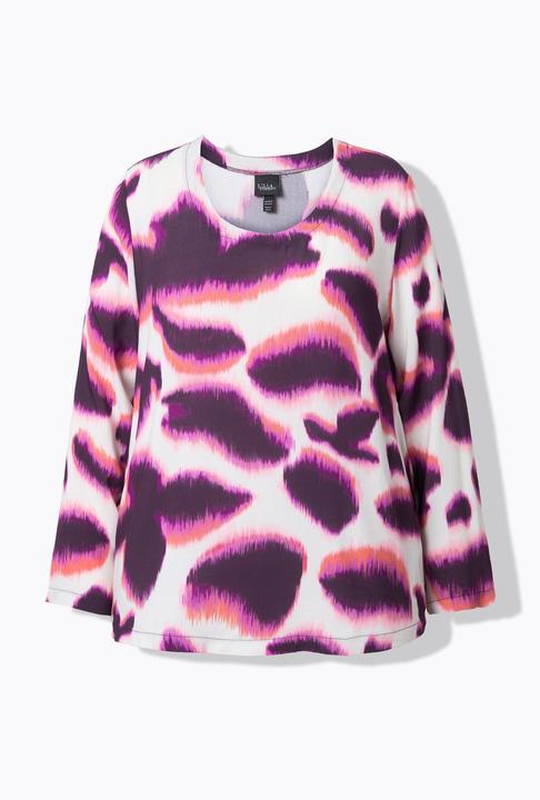 Actual product image Ulla Popken Blurred Print Long Sleeve Blouse (54)