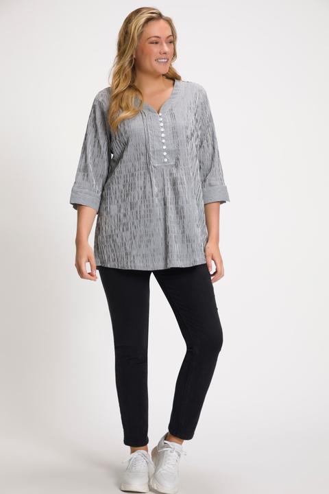 Actual product image Ulla Popken Textured Stripe Pintuck Blouse (50, 52)