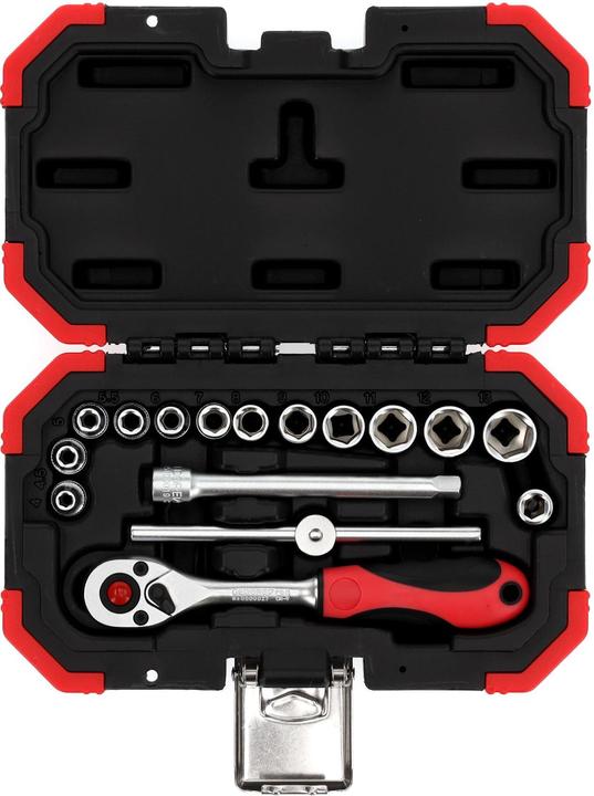 Actual product image Gedore Red red Socket spanner set, 16-piece, With reversible ratchet, ratchet, socket spanner, 1/4"