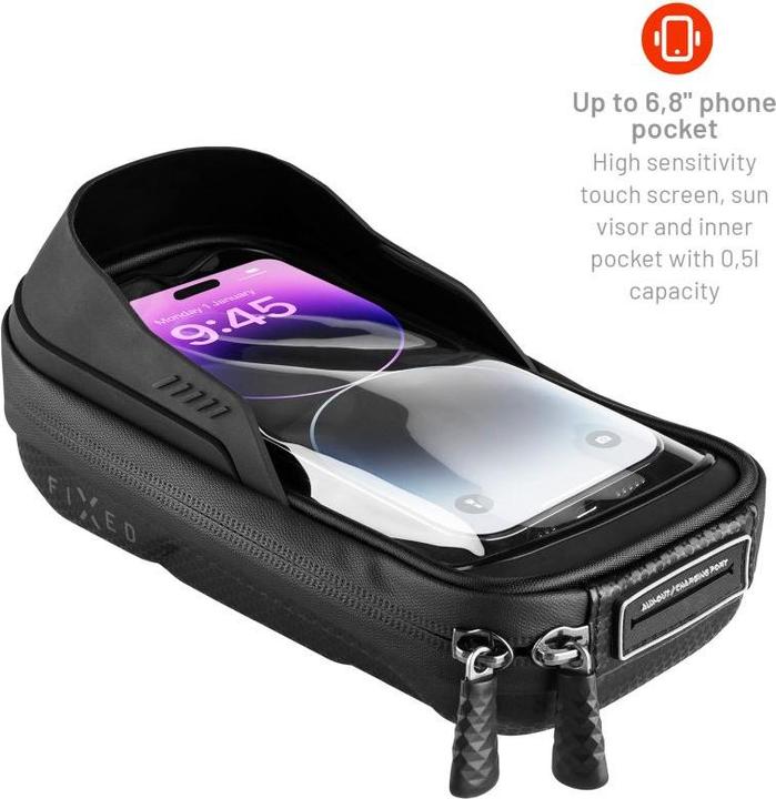 Produktbild Fixed Fest installierte FIXBIB2-BK | Fahrradkoffer | Schwarz | Für alle Arten von Telefonen bis zu 6 8 Zol