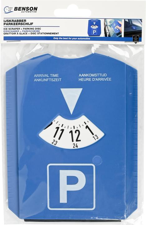 Benson Interbosch Parkscheibe + Eisschaber, Parkuhr mit Eiskratzer & Gummilippe, blau, Kunststoff