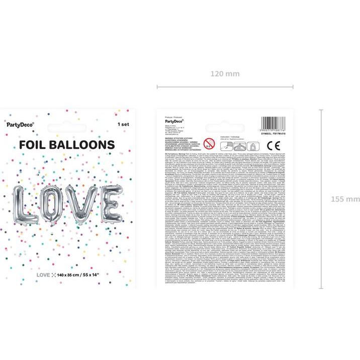 Thumbnail - Partydeco Alu-Ballon 'Love' Silber 35cm