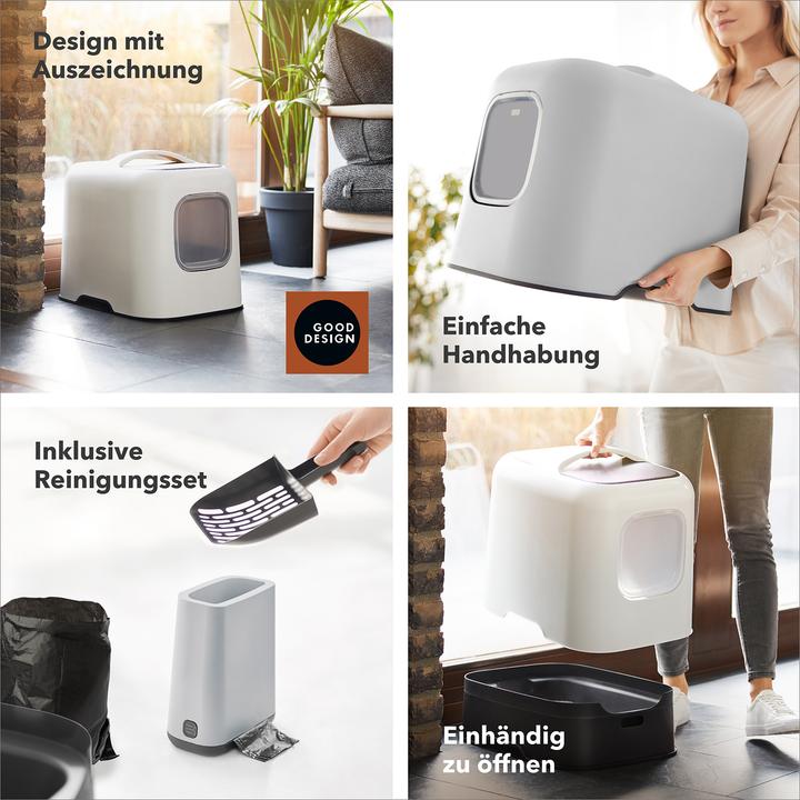 Immagine prodotto Rotho Katzentoilette Bea Hellgrau, Stromversorgung: Keine, App (Lettiera per gatti chiusa)