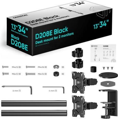 Produktbild Onkron Monitorhalterung für zwei Bildschirme 13" bis 34", bis 16 kg, schwarz (Tisch, 34", 16 kg)