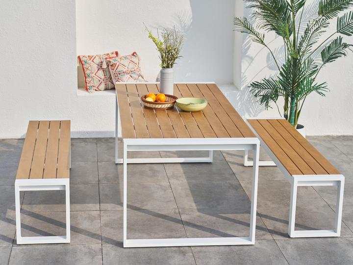 Image du produit Axi Table de jardin Tony avec 2 bancs Blanc avec polywood en teck (190 cm)