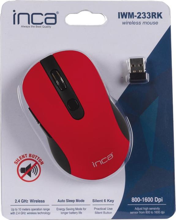 Actual product image Inca Mouse IWM-233RK SILENT WIRELESS MAUSE (SILENT MOUSE) Red (Wireless)