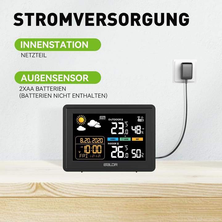 Actual product image Baldr Wetterstation mit Funkuhr und Aussensensor