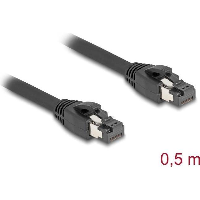 Thumbnail - Delock RJ45 Netzwerkkabel Cat.8.1 S/FTP 50 cm bis 40 Gbps schwarz (S/FTP, CAT8.1, 0.50 m), Netzwerkkabel