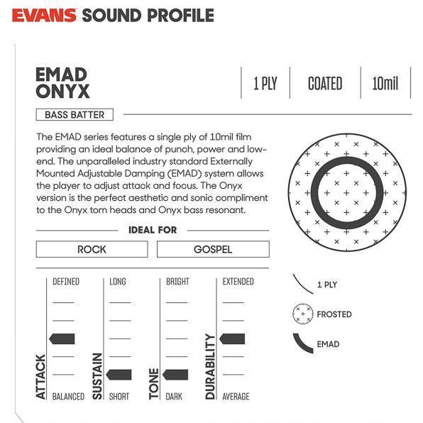 Thumbnail - Evans BD22EMADONX Bassdrumfell schwarz 22 (Schlagzeug), Drumhead, Schwarz