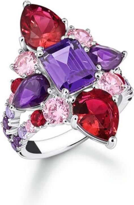 Actual product image Thomas Sabo Cocktail ring with buten stones in three cuts silver (56, 925 Silver)